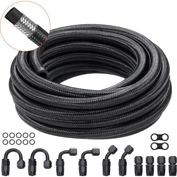 VEVOR 8AN 609,6cm Kit de conduite de carburant en nylon tressé 12 embout de tuyau