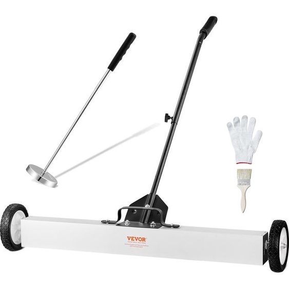 VEVOR Balayeuse magnétique à roues de 36 pouces, capacité de 55 lbs, avec outil de ramassage magnétique extensible, poignée ajustable, balayeuse de ramassage magnétique pour ramasser les clous et les vis,