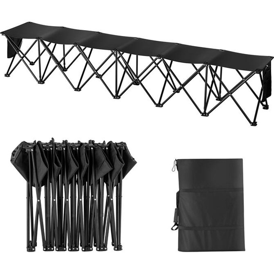 VEVOR Banc pliable portable, 6 sièges, banc latéral pliable, chaises de banc de camping en plein air avec sac de transport, banc latéral de sport déquipe pour le football, le camping, la pêche, pas dassemblage