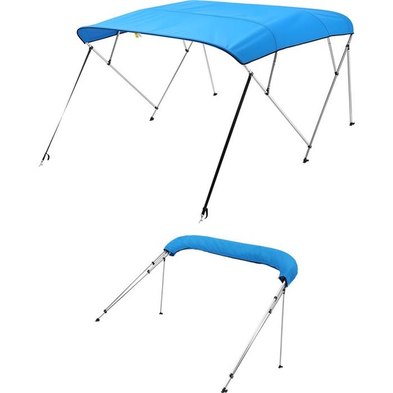 VEVOR Biminitop Bâche pour bateau (4 arceaux), cadre en aluminium, biminitop étanche avec sac de rangement, 201-213 cm (B) Bleu