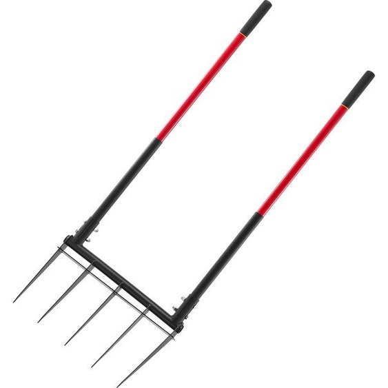 VEVOR Broadfork Doubleshaft 510x320 mm, fourche à bêcher à 5 dents avec deux poignées en fibre de verre, fourche à bêcher robuste, design ergonomique en forme de U, outil de jardin pour composter, transplanter & aérer