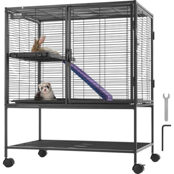 VEVOR Cage roulante pour furets 36 en métal, grande cage pour animaux à 2 étages avec rampe et plateau pour rats domestiques, hamsters, cochons dInde, chinchillas, écureuils, hérissons, lapins