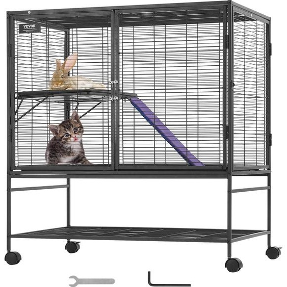VEVOR Cage roulante pour furets de 39 en métal, grande cage Critter Nation à 2 étages, cage pour petits animaux avec rampes et plateau, facile à monter pour rats domestiques, hamsters, cochons dInde,