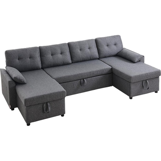VEVOR Canapé-lit en U, canapé-lit convertible avec 2 poches latérales & 2 coussins & double chaise longue, canapé-lit gigogne pour 6 personnes