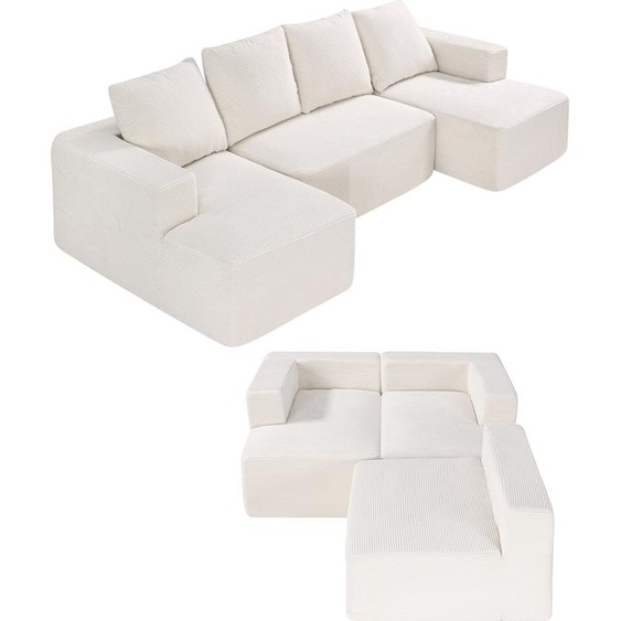 VEVOR Canapé modulaire en forme de U avec mousse haute résilience et rembourrage haute densité Canapé cordon (capacité de charge 545 kg) pour le salon dun appartement Beige