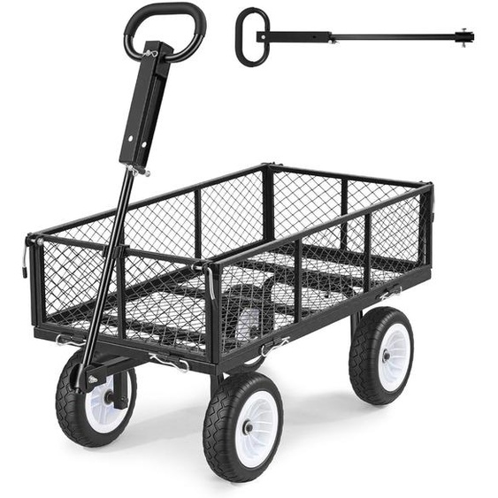 VEVOR Chariot à main 408,2 kg de capacité de charge, chariot de jardin avec pneus en PU, chariot de transport avec poignée réglable, parois latérales amovibles, chariot à main à fixer sur un quad ou un tracteur, noir