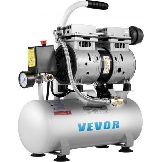VEVOR Compresseur dair ultra silencieux 0,75 CV, compresseur dair 2 gallons, compresseur dair sans huile réservoir en acier 550 W, compresseur dair portable, compresseur ultra silencieux pour les réparations à domicile, gonflage des pneus