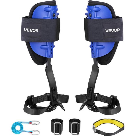 VEVOR Crampons pour grimper aux arbres, équipement pour grimper aux arbres réglable en hauteur avec sangles & ceinture, capacité de charge 159 kg, crampons robustes en acier, équipement pour lentretien des arbres pour la récolte des fruits & la chasse,