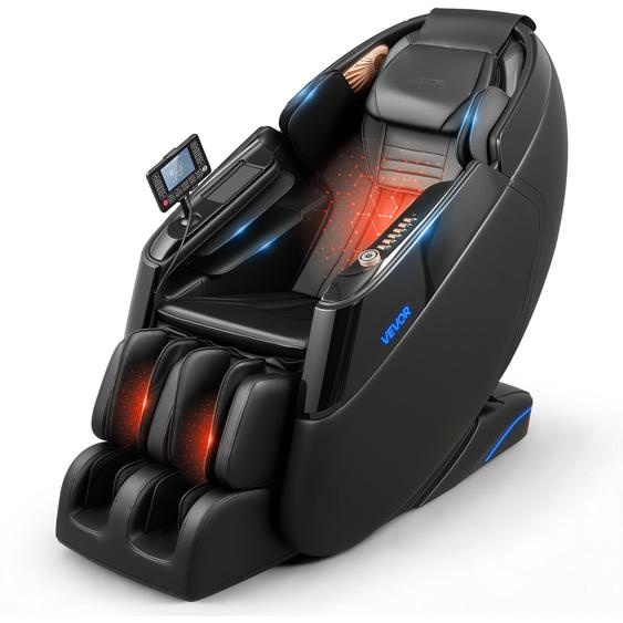 VEVOR, fauteuil de massage, modèle zéro gravité 4D avec repose-pieds extensible, programmes automatiques, airbags, fonction de chauffage pour la taille et les jambes, haut-parleurs Bluetooth, écran tactile, idéal pour la maison et le bureau