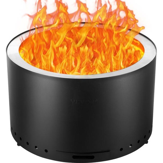 VEVOR Foyer sans fumée, feu de camp, H : 18 pouces x diamètre : 28 pouces, foyer à bois avec poêle à cendres amovible, foyer portable pour lextérieur en acier inoxydable SUS430,