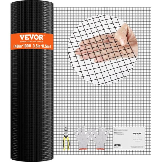 VEVOR Grillage 1220 x 30480 mm, rouleau de grillage 19 Gauge, grillage métallique revêtu de vinyle pour barrières de poulailler, clôtures pour lapins et serpents, enclos pour volailles