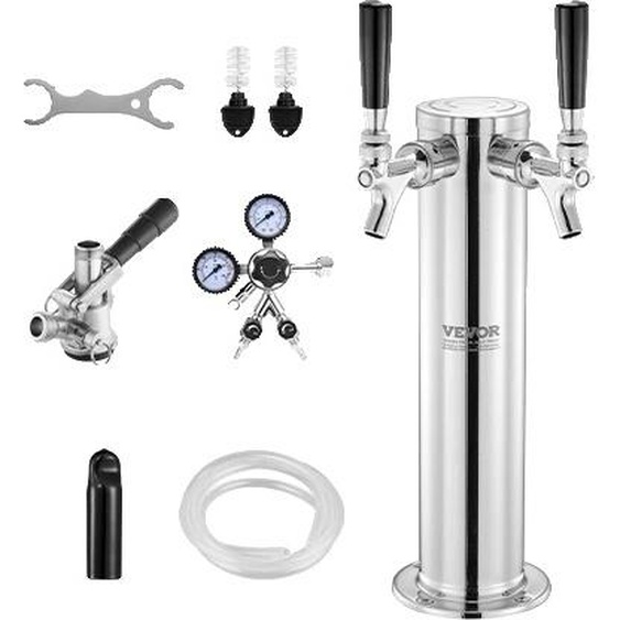 VEVOR Kit de tourelle pour gerbeur, construction en acier inoxydable, régulateur à double manomètre, 2 robinets S
