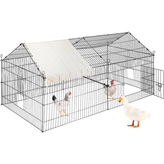 VEVOR Métal Poulailler Course Volaille Cage 87x41.7x41 Sun-Proof Couverture
