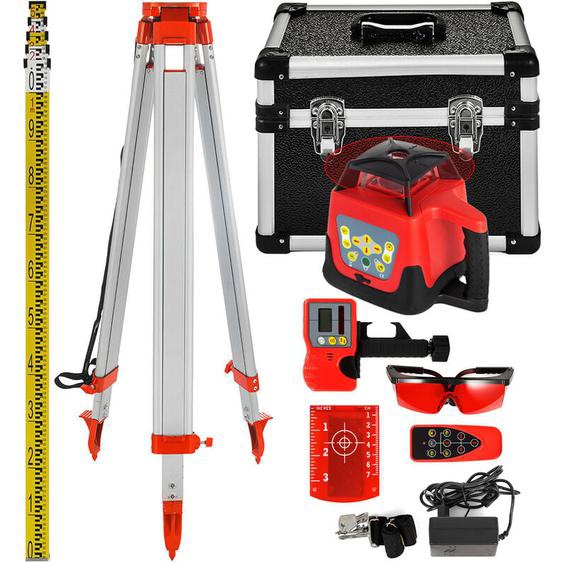 Vevor Niveau Laser Rotatif avec Trepied et Mire, Portee Mesure 500 m Kit Laser Rotatif avec Trepied et Mire, Niveau Laser Autonivelant a 360°, 165 cm