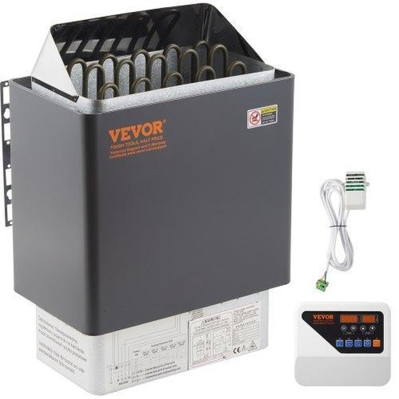 VEVOR Poêle Électrique de Sauna 9 KW Poêle de Sauna Électrique pour 9-13 m3 Chauffage Sauna 104-221℉ Poêle de Chauffage Électrique en Acier Inoxydable Poêle de Sauna avec Contrôle Externe