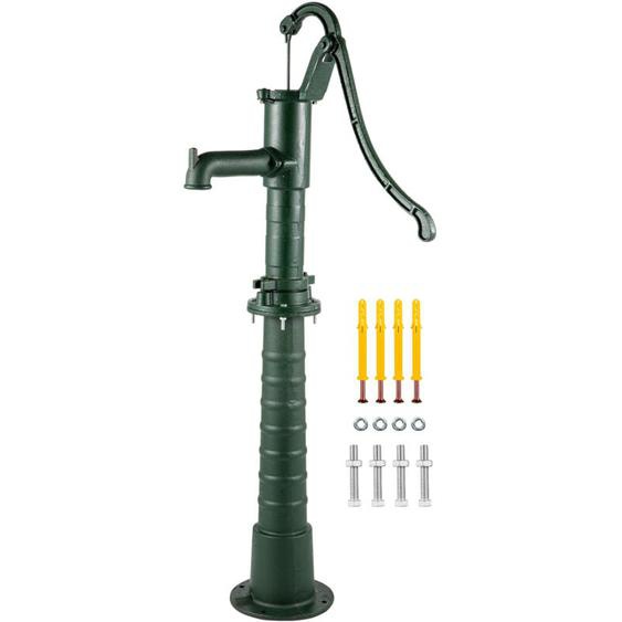 Pompe a Eau Manuelle Fonte + Support Pompe a Main Puits Jardin 131 cm Pompe a Bras Vintage Fontaine 40x15x65 cm Support 67 cm Profondeur 6 m Sortie