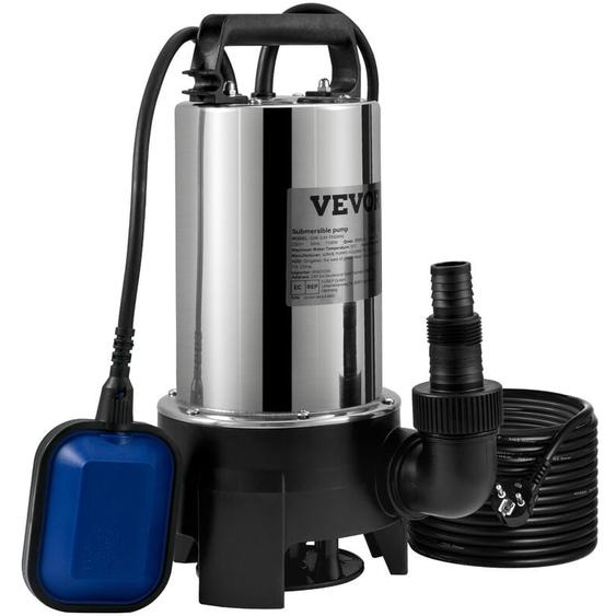Pompe de Relevage Eaux Chargees 1100 w Pompe dEvacuation pour Eaux Chargees, 333,3 L/min Pompe Immergee Vide Piscine Cave Fosse Septique avec