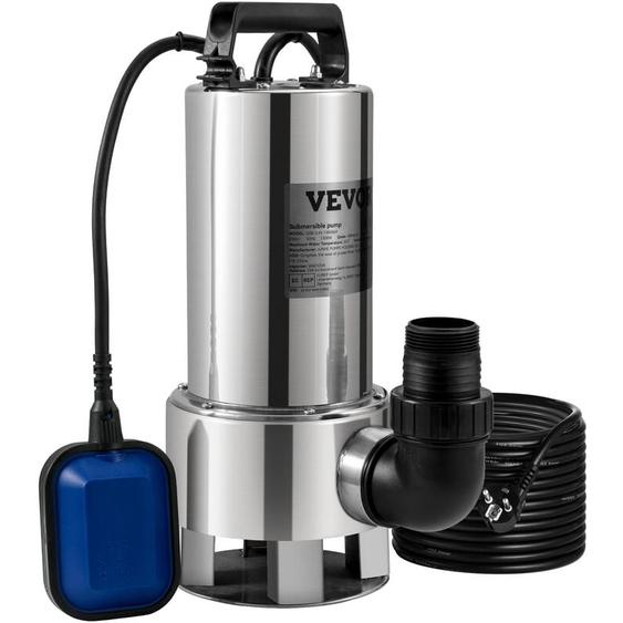 Pompe de Relevage Eaux Chargees 1300 w Pompe dEvacuation pour Eaux Chargees, 333,3 L/min Pompe Immergee Vide Piscine Cave Fosse Septique avec