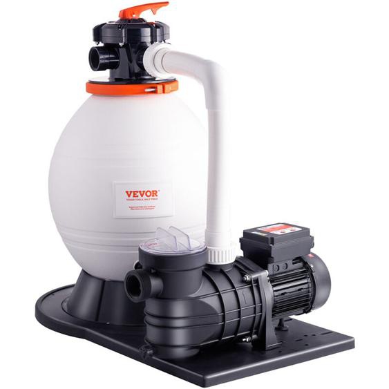 Pompe Filtre a Sable pour Piscines Hors-sol, 18000 L/h, Kit Combine Pompe Filtration pour Piscines, 400 mm, 850 w, avec Vanne a 6 Voies,