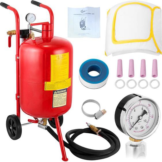 VEVOR Sableuse Pneumatiques en Acier, Machine de Sablage Rouge avec Cabine Sablage 40 L, Sableuse Professionnel pour le Nettoyage de Surface, le