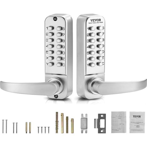 VEVOR Serrure mécanique sans clé (14 clés), serrure de porte sans clé en acier inoxydable pour la maison, le bureau, la clôture extérieure, le garage
