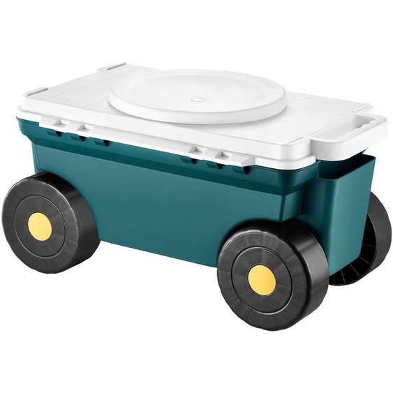 VEVOR Siège de Jardin Roulant, Tabouret de Jardinage sur Roues Léger 2 en 1 avec Bac de Rangement, Capacité Charge 123 kg, Chariot avec Siège Poignée, pour Désherbage, Plantation, Terrasse, Extérieur
