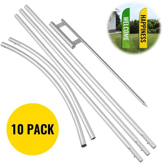 VEVOR Taille standard Oxford Swooper Drapeau 10 x 6 pcs 16 pieds signes bannière en alliage daluminium, 4,3 m Swooper Drapeau panneau publicitaire avec kit de mât de drapeau et piquet de terre panneau publicitaire slogan-drapeaux