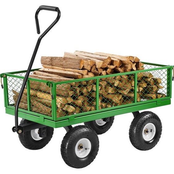 VEVOR Trolley 408,23 kg, chariot de transport, trolley avec pneus 10 et parties latérales amovibles en mesh et poignée pivotante à 180