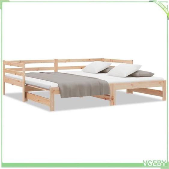 VGEBY Lit de jour et lit gigogne sans matelas 90x200 cm bois massif - 7894202803223
