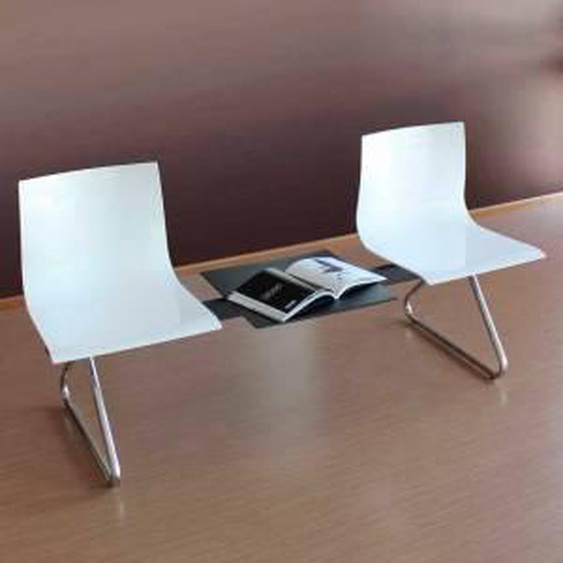 Viadurini Living Banc de bureau 2 places avec table basse en acier et technopolymère coloré - Verenza