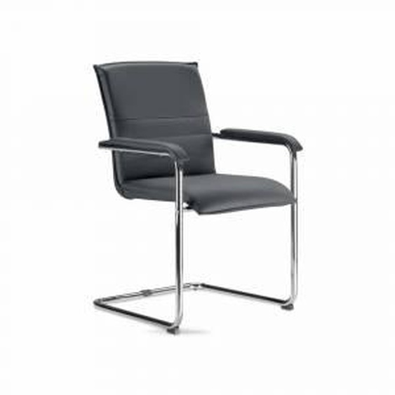 Viadurini Living Chaise de salle de réunion ou de conférence en simili cuir noir et métal, 2 pièces - Oberon