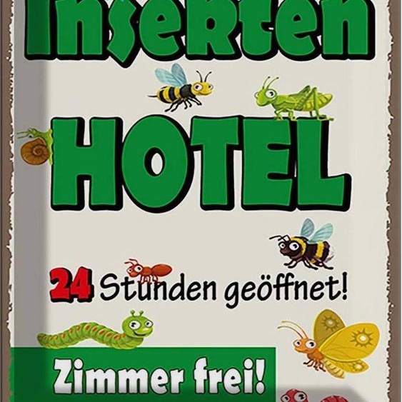 vianmo Plaque en tôle 40x30 cm Insektenhotel Zimmer frei Déco Cadeau Métal Panneau