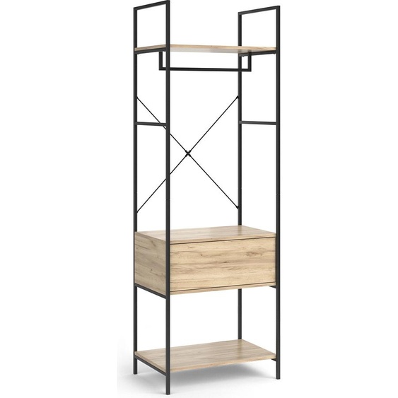 Vicco Armoire à vêtements Enya, 60x180cm avec tiroir, Bois/Noir