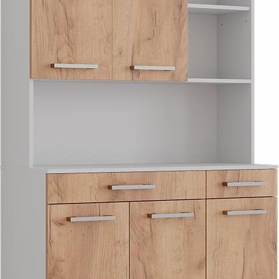 Vicco buffet de cuisine Raul, 100.1x188.5cm avec 5 portes & 2 tiroirs, Chêne blanc/force de lor