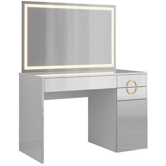 Vicco coiffeuse Adela, Blanc Haute brillance, 115 cm avec miroir LED