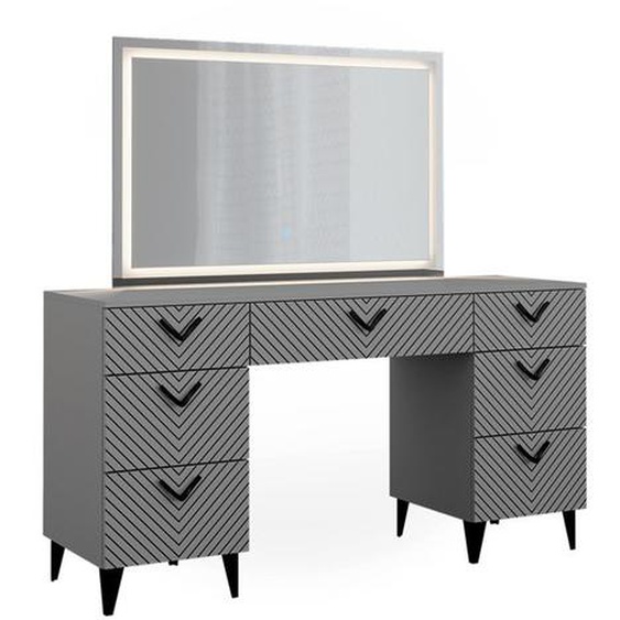 Vicco coiffeuse Anett, Gris, 150 cm avec miroir LED