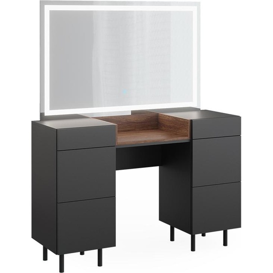 Vicco coiffeuse Anika, 120 cm avec miroir LED, Anthracite/Noyer
