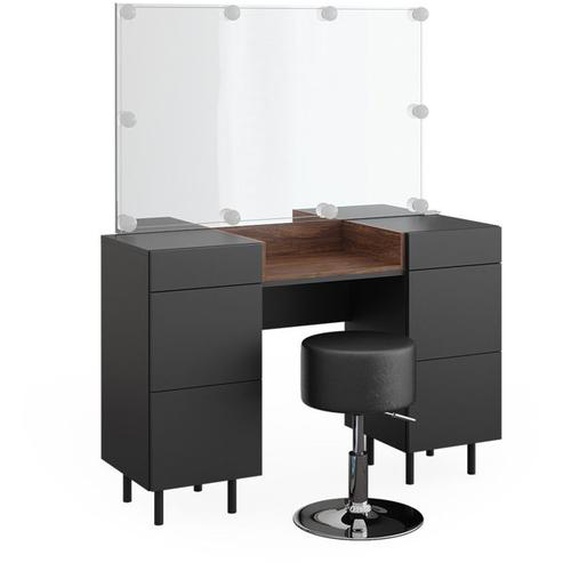 Vicco coiffeuse Anika, Anthracite, 120 cm avec éclairage LED et tabouret