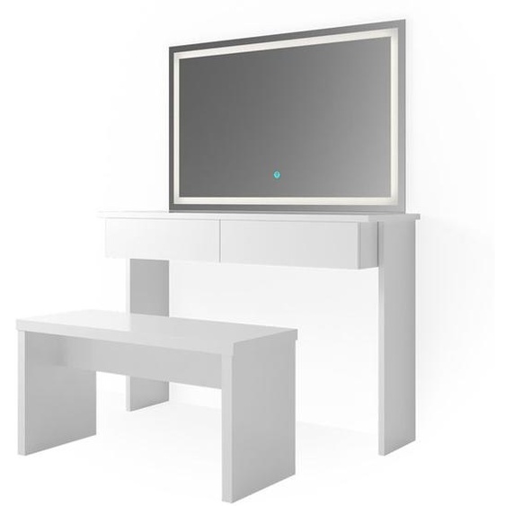 Vicco coiffeuse Azur, Blanc, 120 cm avec miroir LED et banc