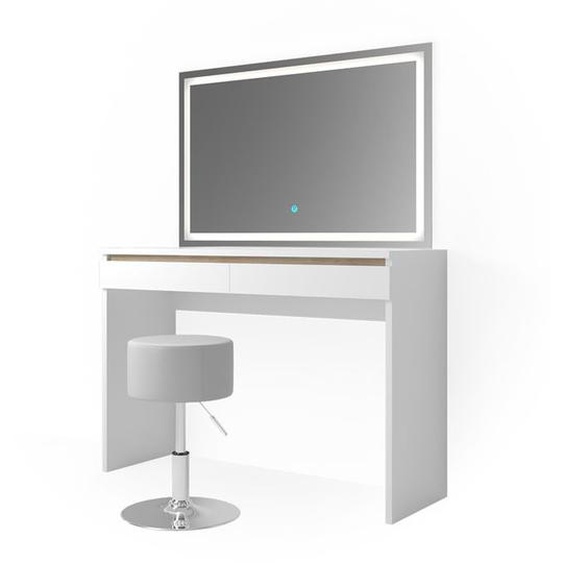 Vicco coiffeuse Emma, Blanc, 120 cm avec miroir LED et tabouret