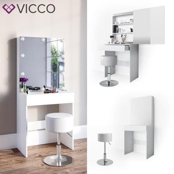 VICCO coiffeuse Melle Blanc avec tabouret