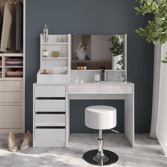 Vicco Coiffeuse Sherry, 119.8cm 4 parties, blanc/blanc brillant