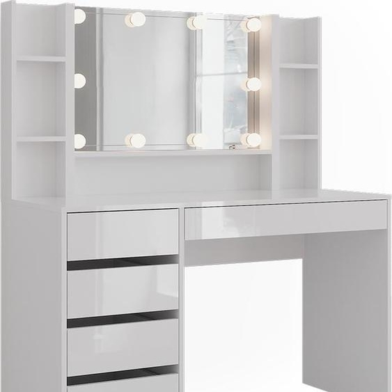 Vicco Coiffeuse Sherry, 119.8cm 5 parties, blanc/blanc brillant