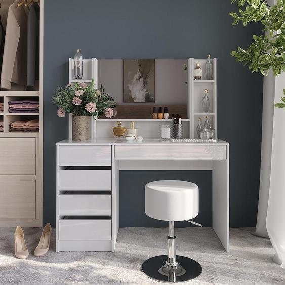 Coiffeuse Vicco Sherry blanc/blanc brillant 119.8cm 8 pièces, Model 57604