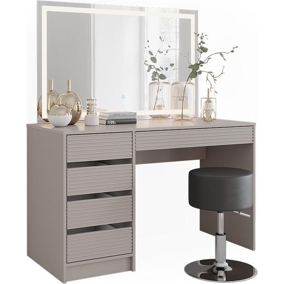 Vicco Coiffeuse Sherry, 120cm avec miroir LED et tabouret, Cachemire