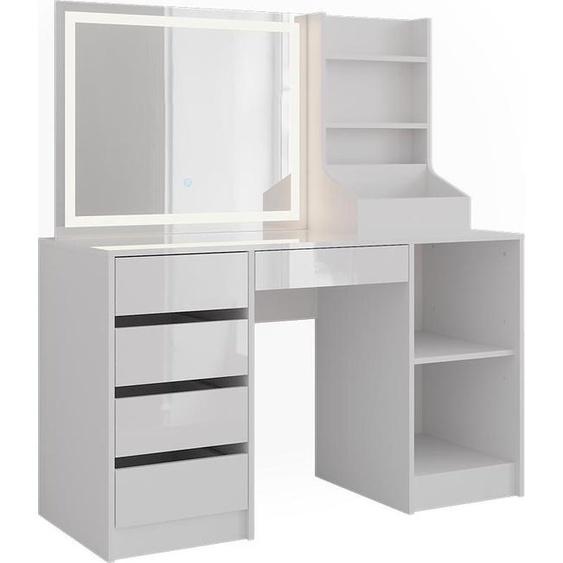 Vicco Coiffeuse Sherry, 128.2cm 3 parties, blanc/blanc brillant