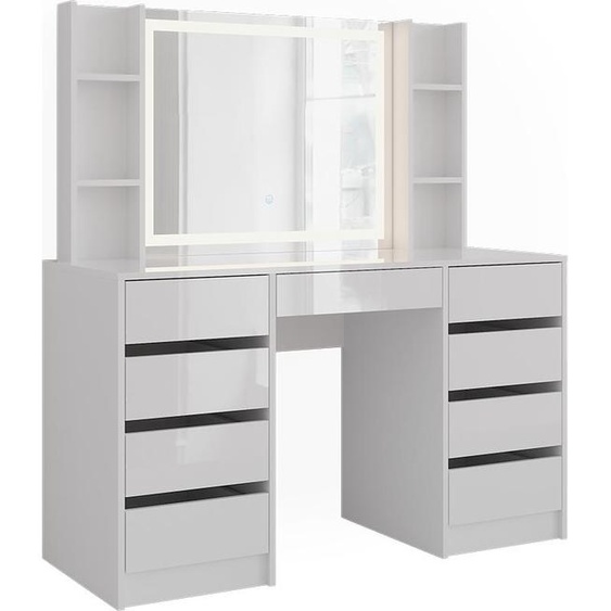 Vicco Coiffeuse Sherry, 128.2cm 4 parties, blanc/blanc brillant