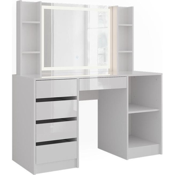 Vicco Coiffeuse Sherry, 128.2cm avec miroir LED, blanc/blanc brillant