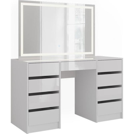 Vicco Coiffeuse Sherry, 128.2cm avec miroir LED, blanc/blanc brillant