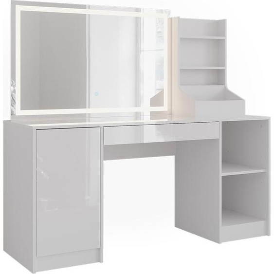 Coiffeuse Vicco Sherry blanc/blanc brillant 158.2cm 3 parties, Model 57652